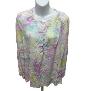 Adyson Parker Womens Blouse Size 1X New Long Sleeve Shirt Pastels Top Casual